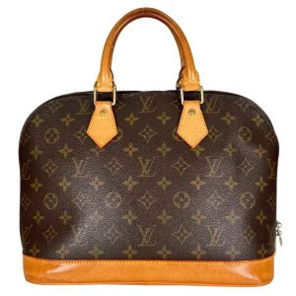 Louis Vuitton Alma Top Handle Bag Monogram Glac Leather Brown